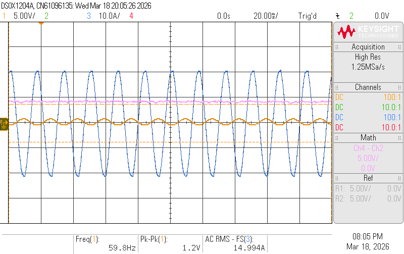 Just a little ripple across the fuse and no drop in the 3.3V while drawing full current